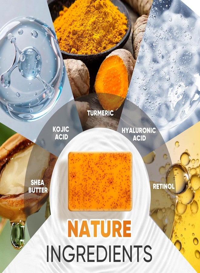 OAKDOLCHE 3 Pack Turmeric Kojic Acid Soap Bars - Infused with Retinol, Hydrolyzed Collagen, Vitamin E & Shea Butter, Gentle Care for Face, Body & Underarms, SLS Free, Suitable for Oily & Dry Skin,60g - Image 4